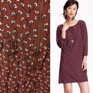 Maroon/Burgundy Floral Shift Dress - Size Large